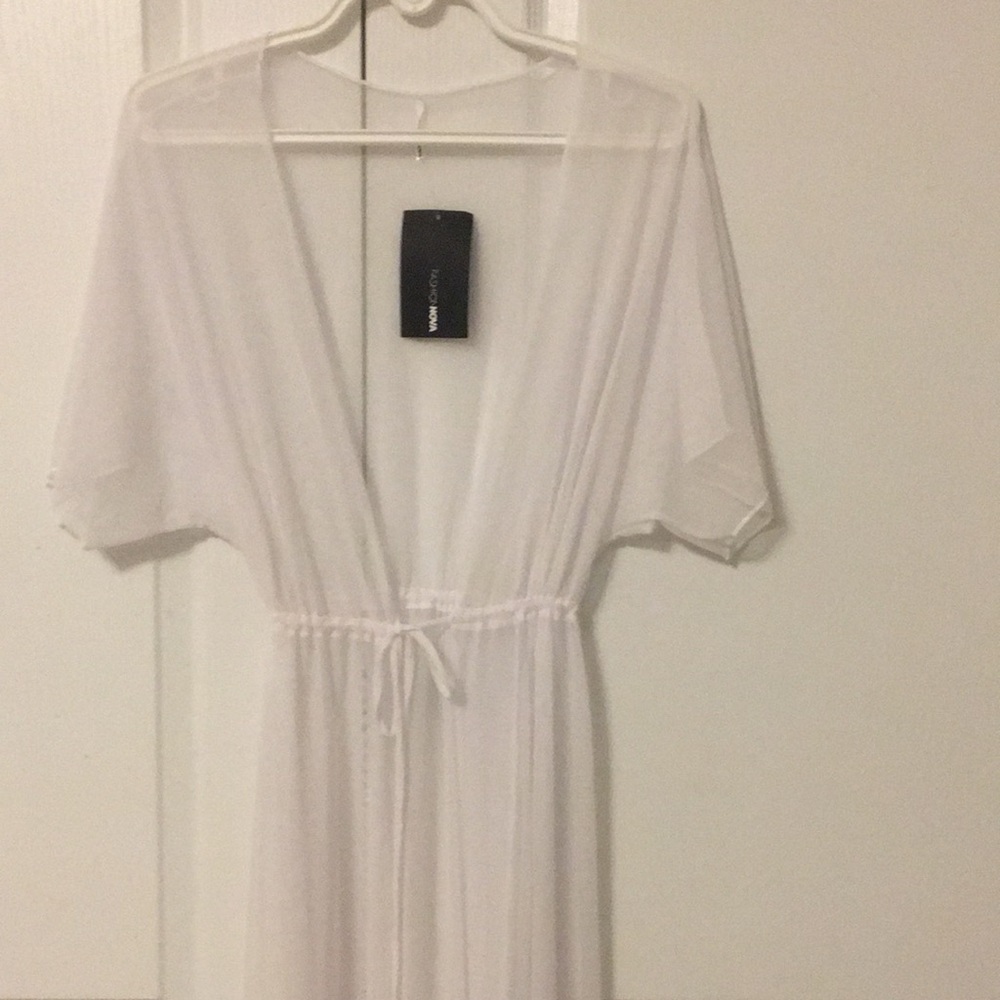 Fashion Nova White Mesh Sheer Maxi Beach Cover Up Dress XS - Picture 2 of 13